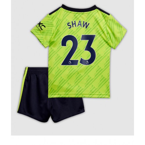 Fotbalové Dres Manchester United Luke Shaw #23 Dětské Alternativní 2022-23 Krátký Rukáv (+ trenýrky)